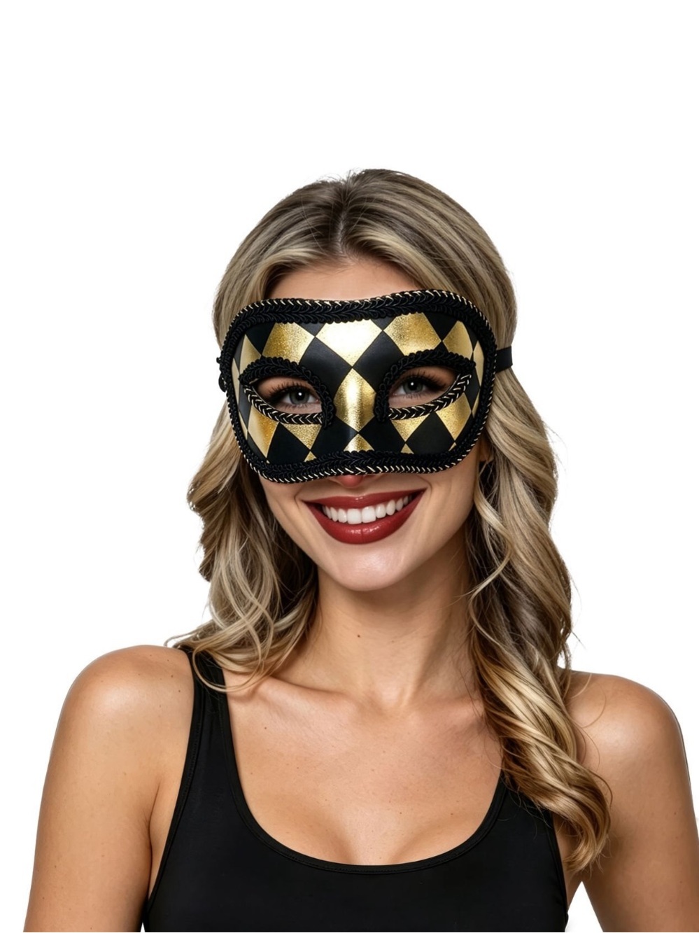 Black and Gold Harlequin Eye Mask
